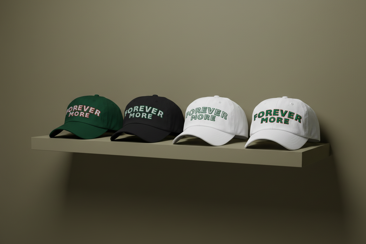4 Baseball Caps - Khaki Green Monotone Room