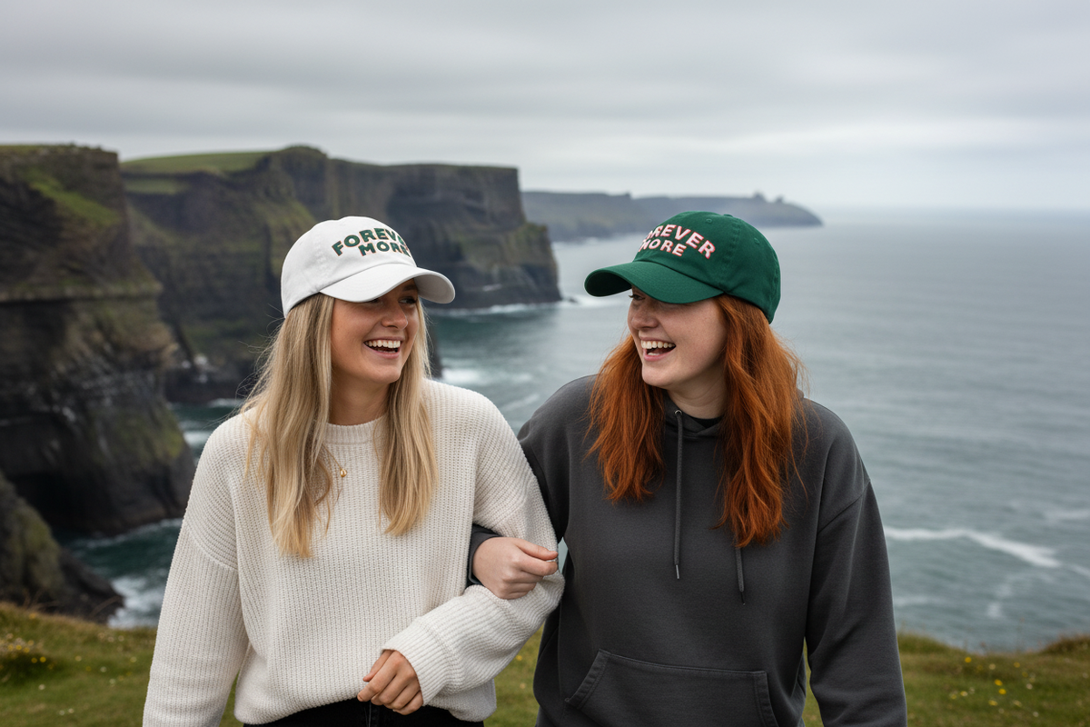 Two Women - White and Green Caps - West Coast